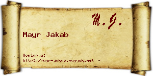Mayr Jakab névjegykártya